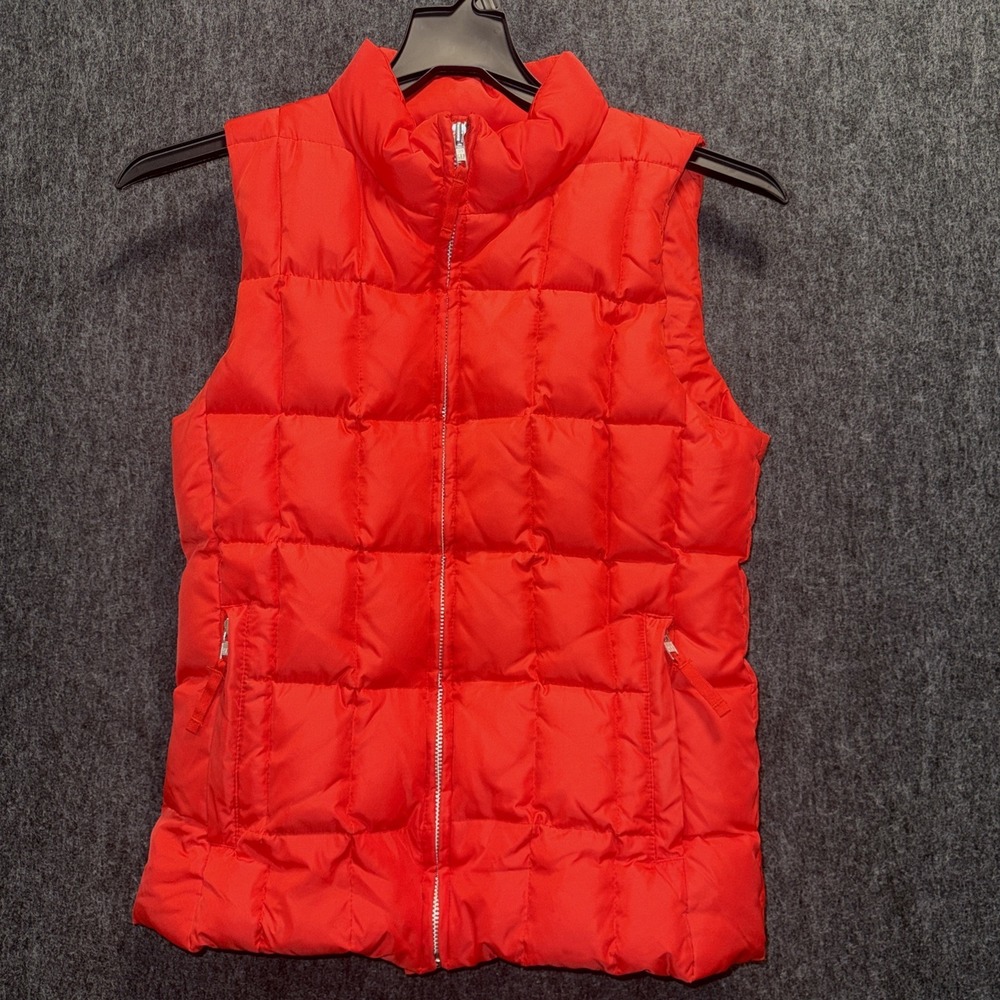 Gap Puffer Vest Jacket Women Small Red Quilted Pockets Full Zip Casual Y2K